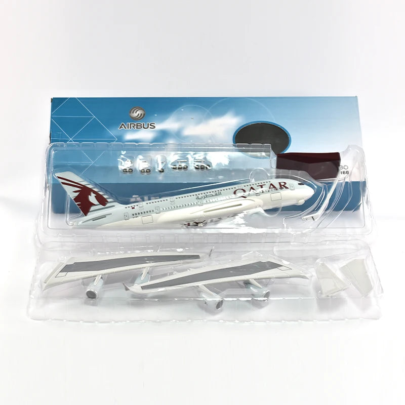 46cm Qatar Airbus 380 Plane Model Airplane Model Aircraft Model 1/160 Scale Diecast Resin Airplanes Planes W Light