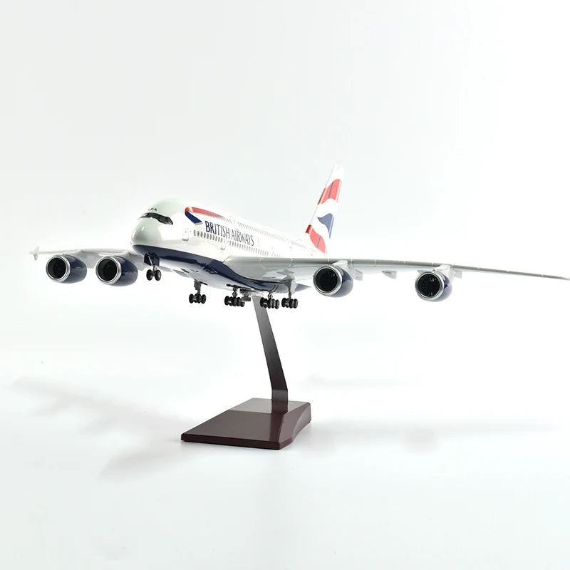 46cm British Airways Airbus a380 Plane Model Airplane Model Aircraft Resin Diecast 1:160 Scale with Light & Wheel