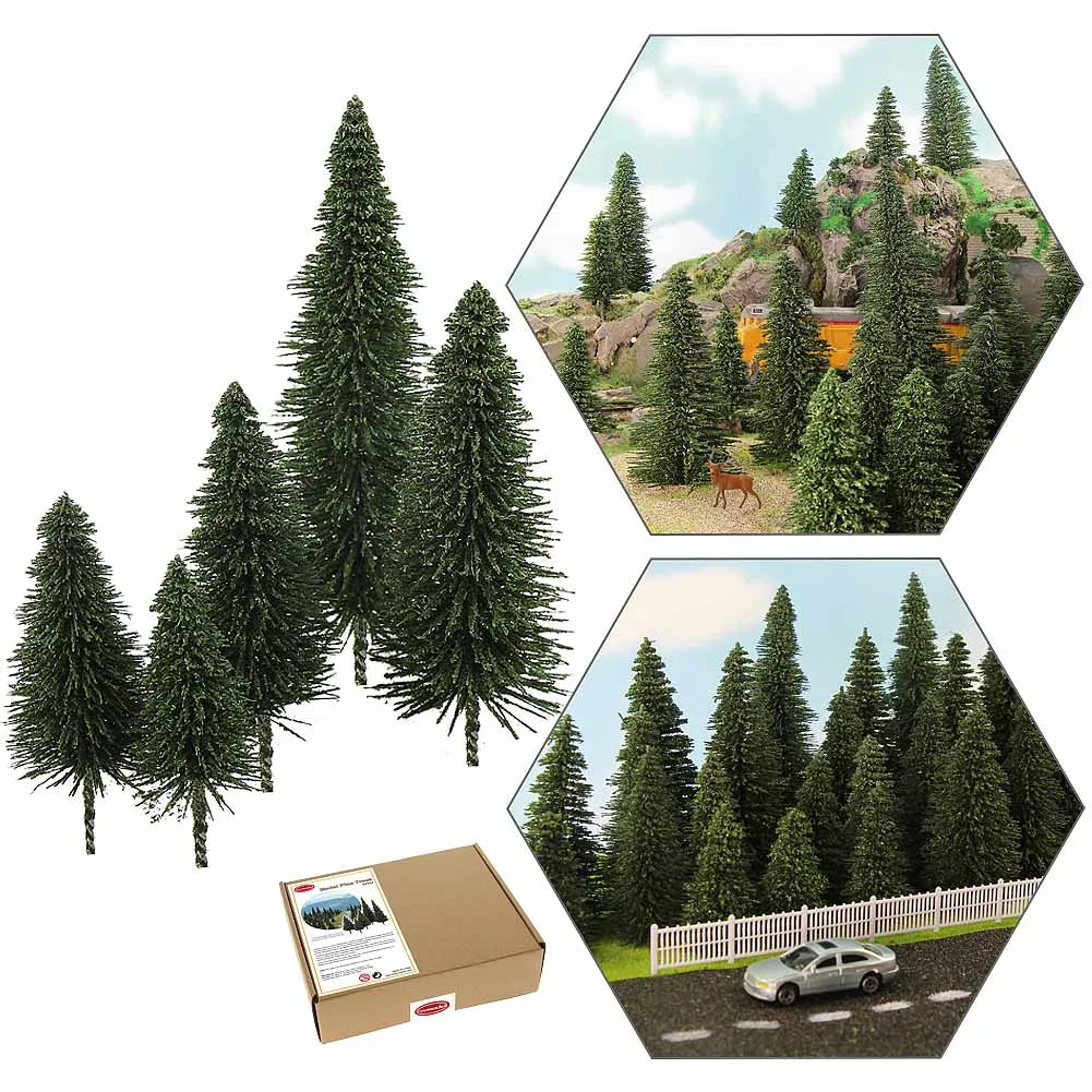 Evemodel 5cm-12.5cm Model Pine Trees Deep Green Pines For HO O N Z Scale Model Railway Layout Mini Scene S0804