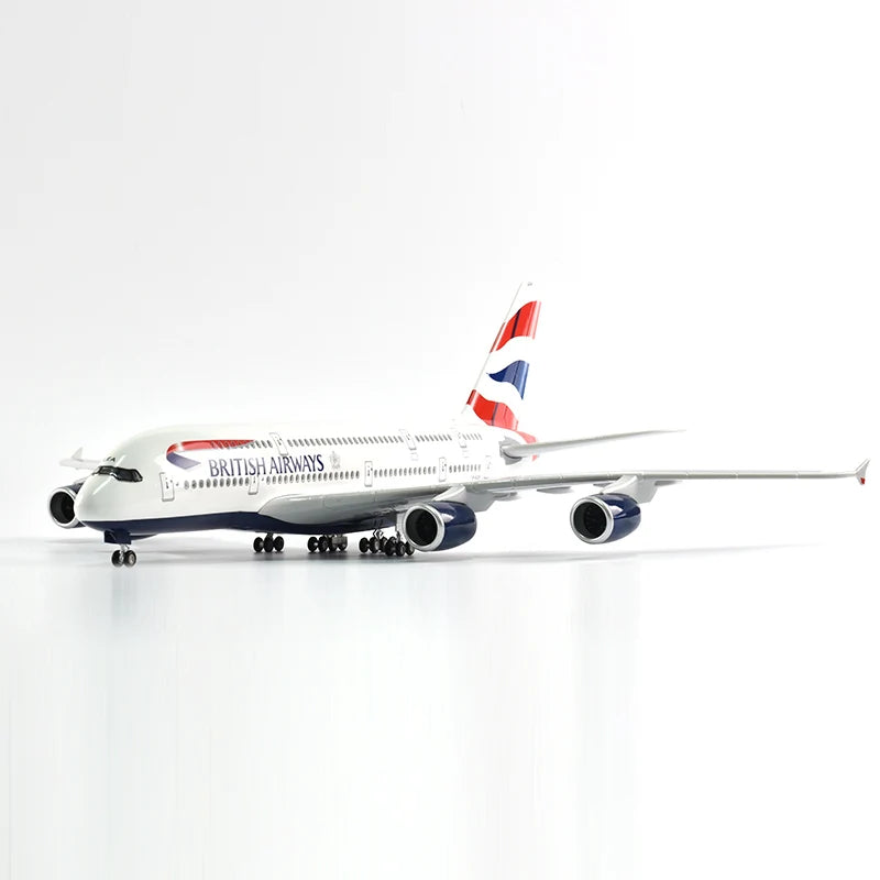 46cm British Airways Airbus a380 Plane Model Airplane Model Aircraft Resin Diecast 1:160 Scale with Light & Wheel