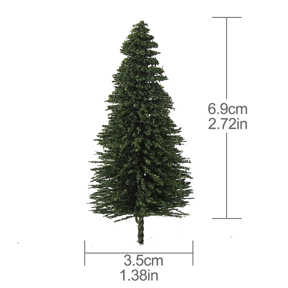 Evemodel 5cm-12.5cm Model Pine Trees Deep Green Pines For HO O N Z Scale Model Railway Layout Mini Scene S0804