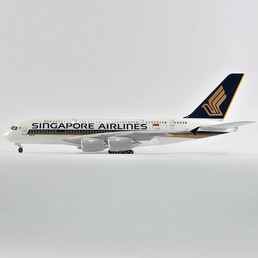 47cm Resin Diecast 1/150 Scale Singapore Airlines Airbus A350 Airplane Model Plane With LED Light & Wheel Aircraft