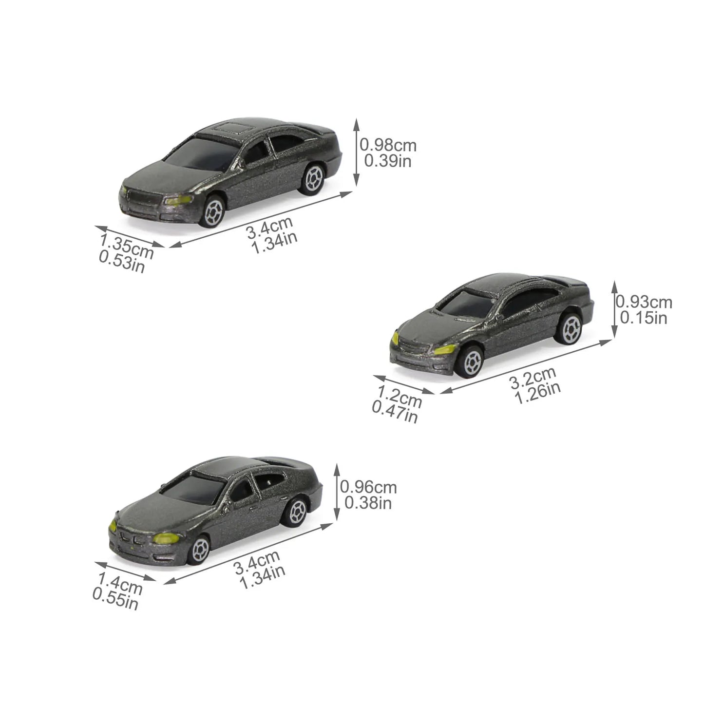 Evemodel 50pcs Mini Model Cars N Scale 1:160 Vehicles Model Trains Layout Model Plastic Cars C150