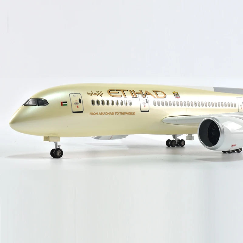 43cm Resin Diecast 1:144 Scale Etihad Boeing 787 Plane Model Airplane Model Aircraft with Light & Wheel Planes