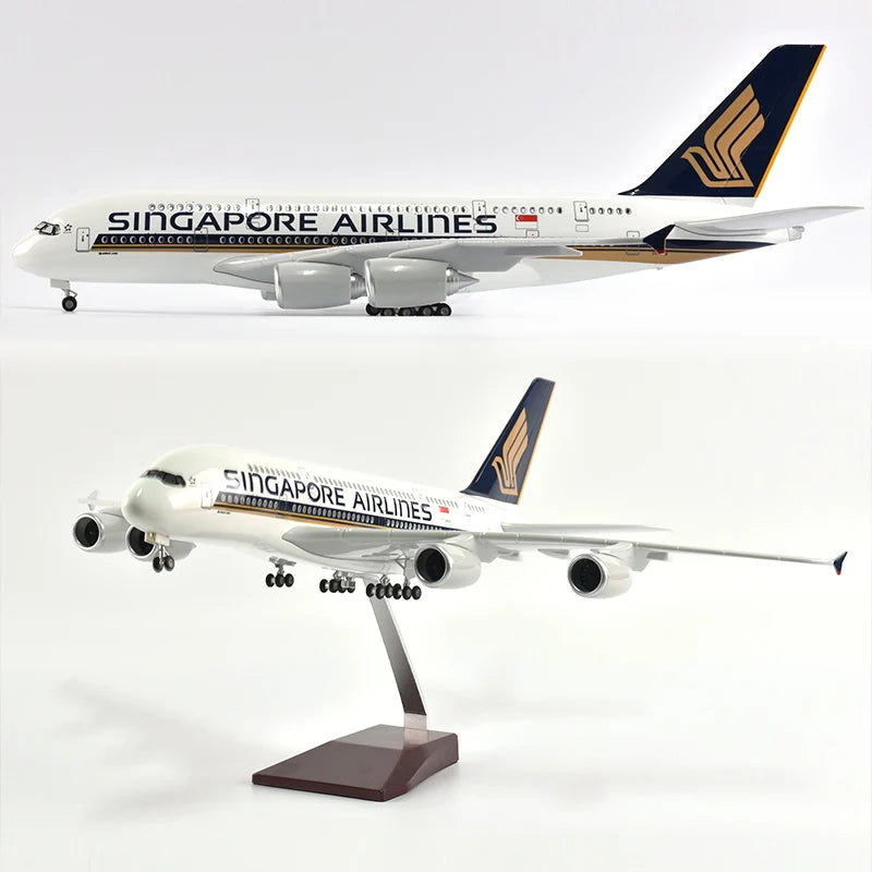 47cm Resin Diecast 1/150 Scale Singapore Airlines Airbus A350 Airplane Model Plane With LED Light & Wheel Aircraft