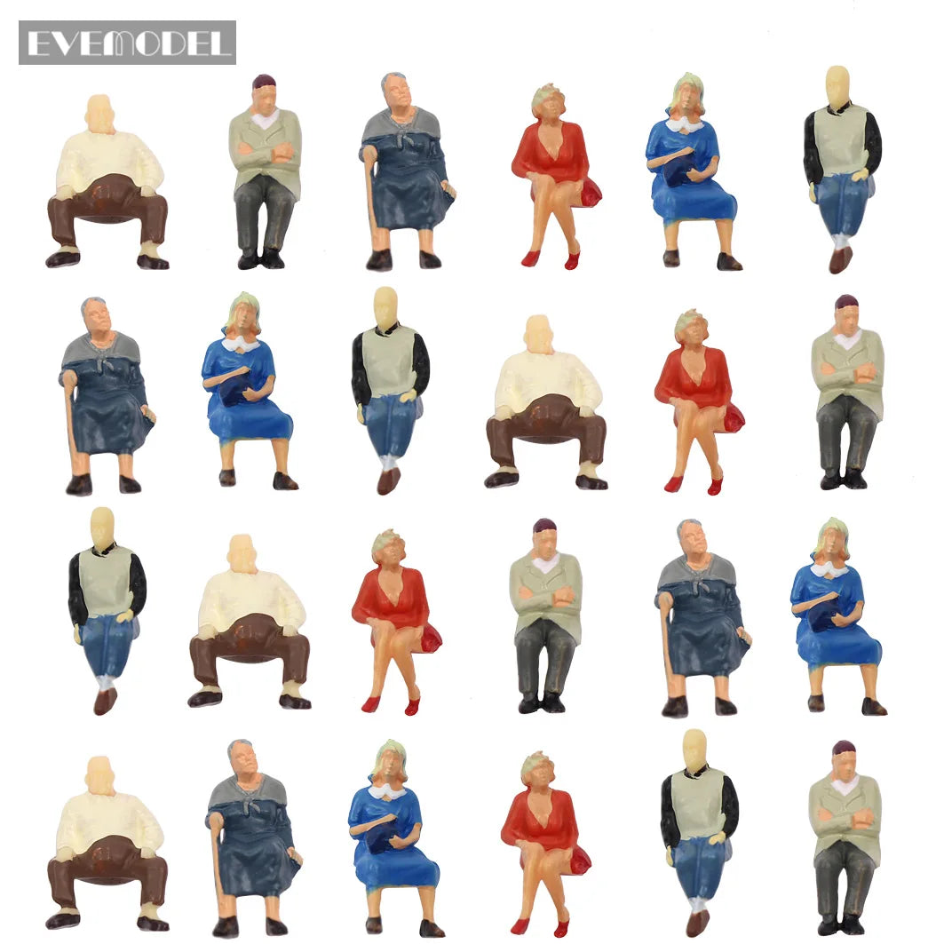 Evemodel Model Scene O Scale Seated Figures 1:48 Painted Sitting People Railway Layout P48