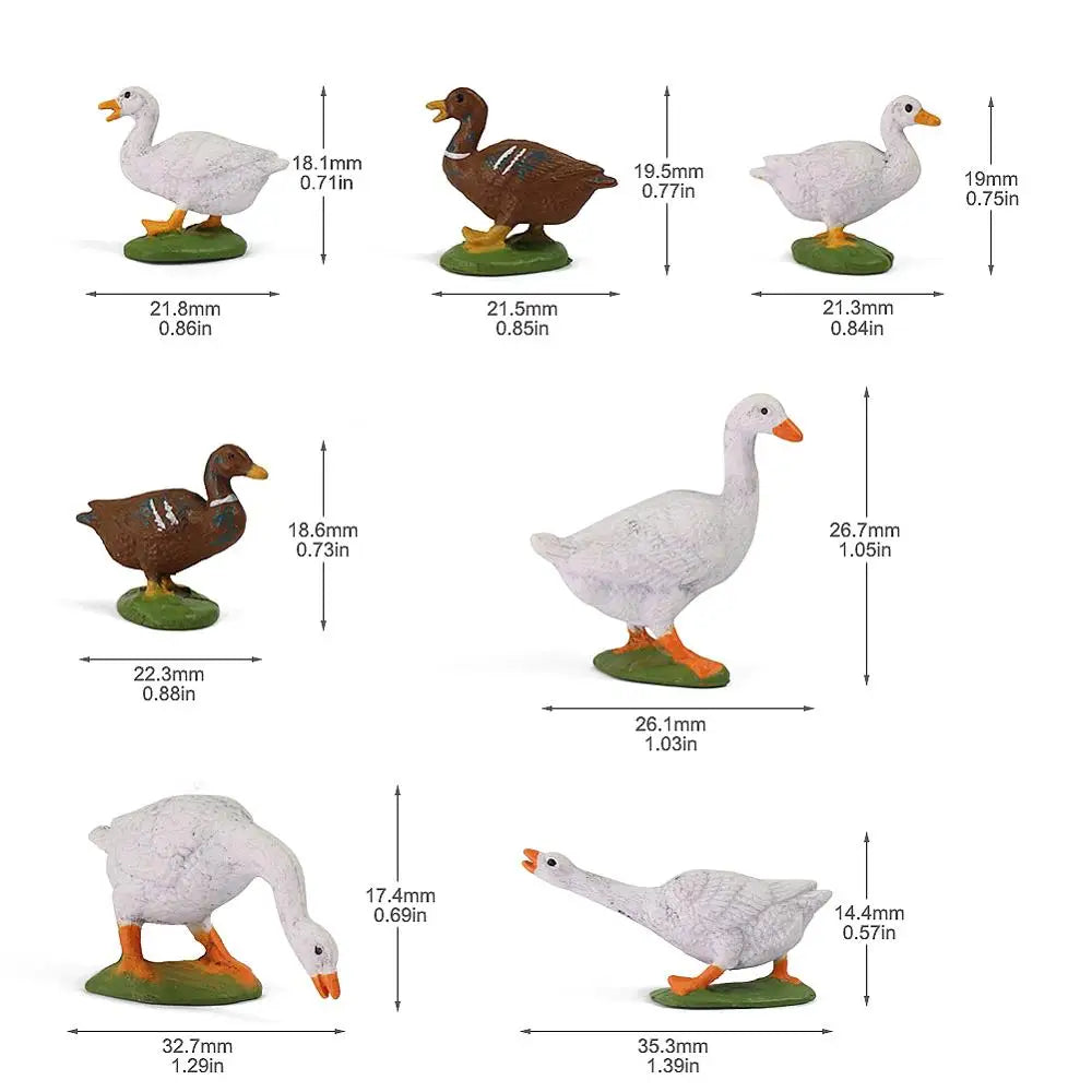 Evemodel 14pcs O Scale 1:43 PVC Model Duck Goose Farm Animals Domestic Fowl Model Railway Layout AN4305