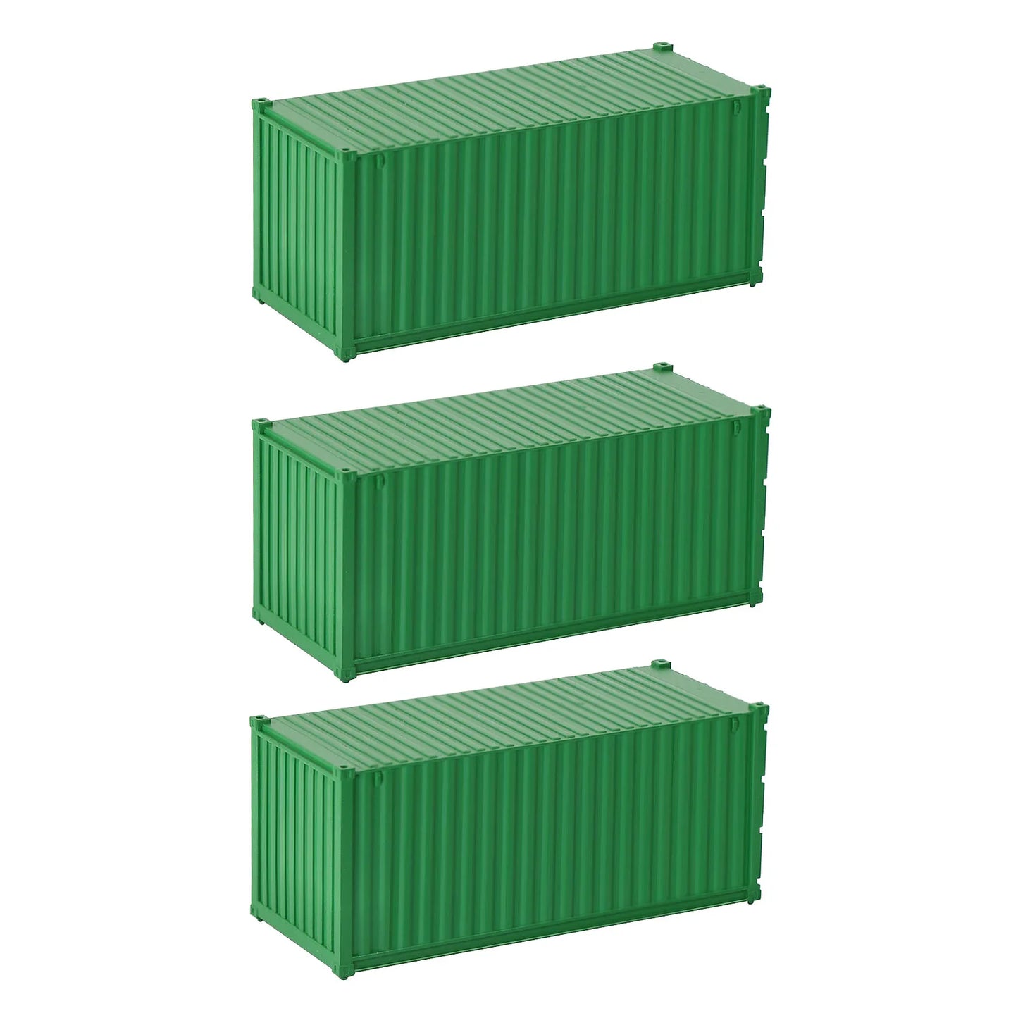 3pcs/8pcs HO Scale 1:87 Blank 20' (ft) Shipping Containers Pure Color Ribbed Side Container Cargo Box C8720