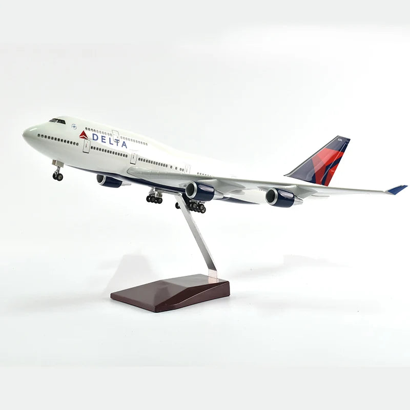 46cm Delta Boeing 747 Plane Model Airplane Model Aircraft Diecast Resin 1:160 Scale Planes With Light & Wheel