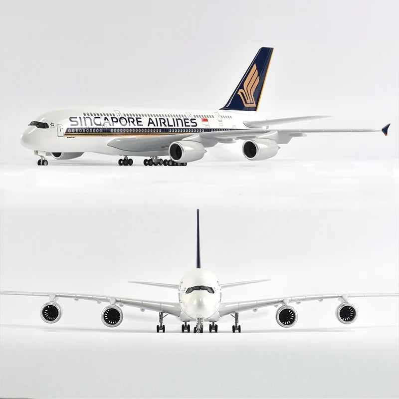 47cm Resin Diecast 1/150 Scale Singapore Airlines Airbus A350 Airplane Model Plane With LED Light & Wheel Aircraft