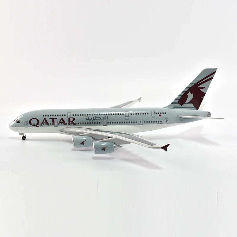 46cm Qatar Airbus 380 Plane Model Airplane Model Aircraft Model 1/160 Scale Diecast Resin Airplanes Planes W Light