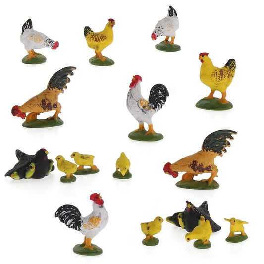 Evemodel 16pcs Model Chick Grouse Hen O Scale 1:43 Scale PVC Farm Animals Domestic Fowl Model Railway Scenery AN4306