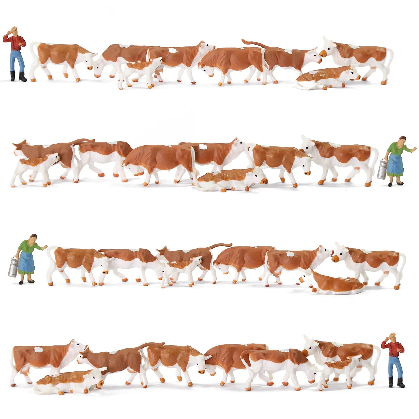 Evemodel 36pcs Model Trains HO scale 1:87 Mini Painted Model Cattle Cows with Shepherd Farm Animals AN8719