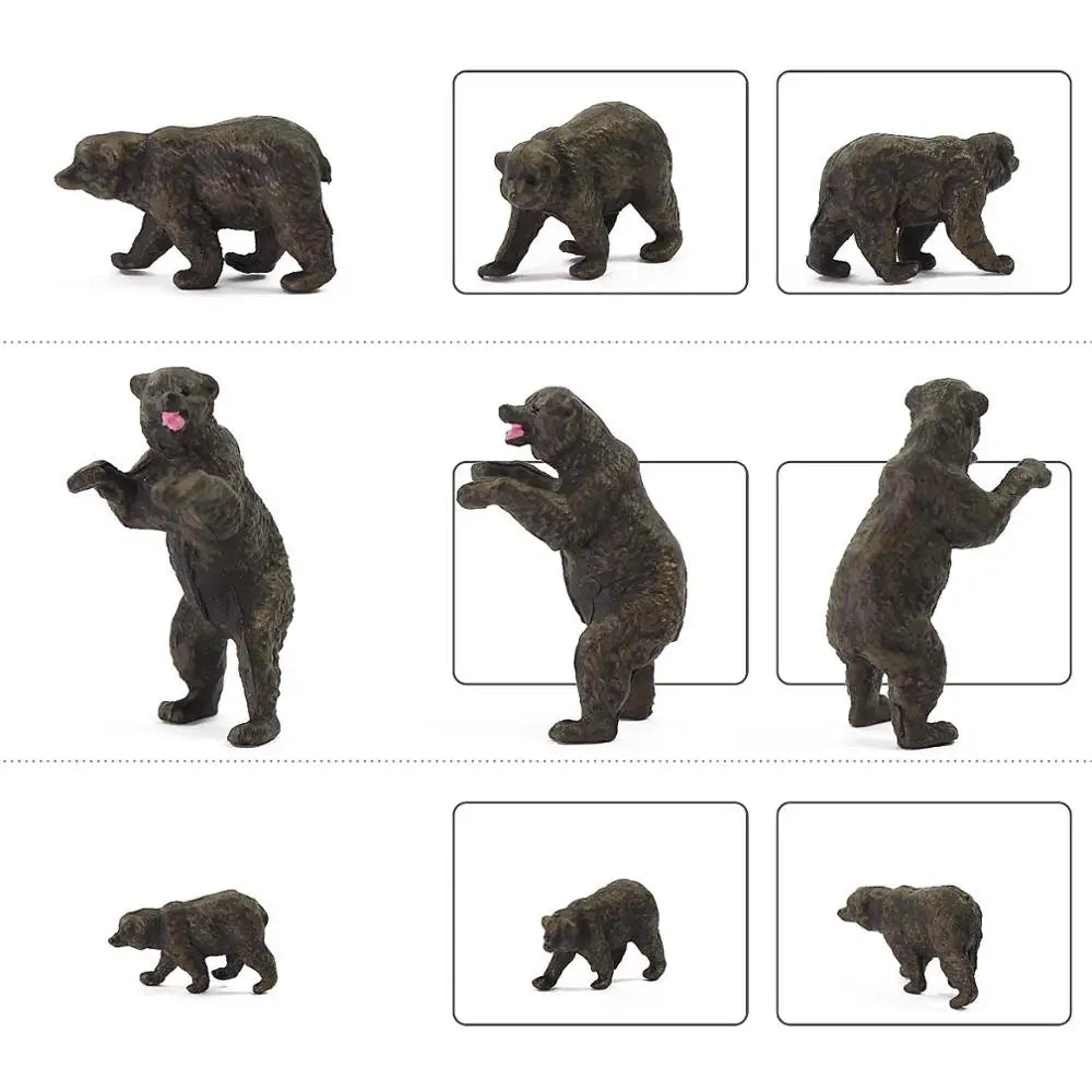 Evemodel Animals AN8717 Model Railway HO Scale 1:87 Painted PVC Bears Family 12pcs Wild Scene Zoo Layout