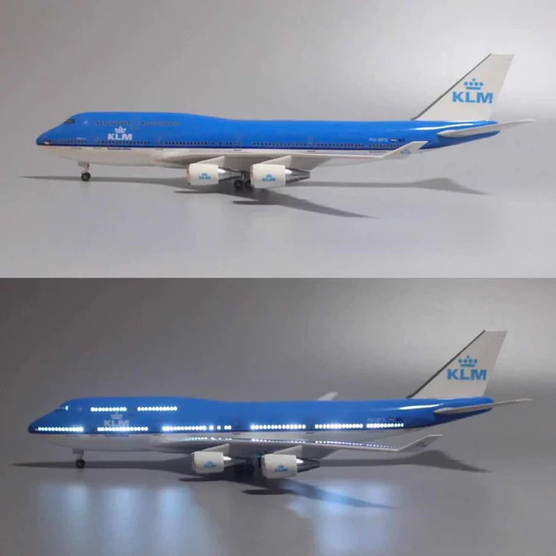 1:160 Scale KLM Boeing b747 Plane Model Airplane Model KLM Royal Dutch Aircraft Model Diecast Resin Planes With Light