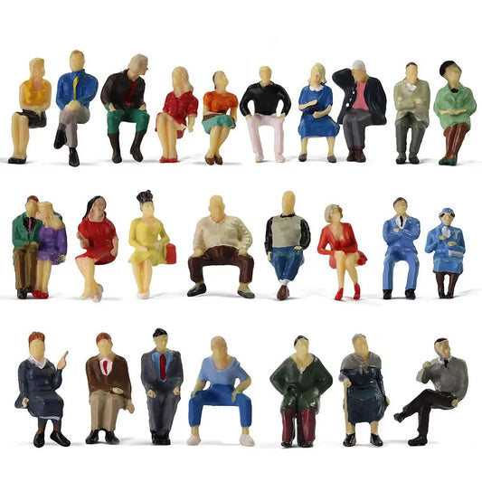 Evemodel 25pcs Different Poses O scale Painted Seated Figure 1:43 Sitting People Park Layout P4806