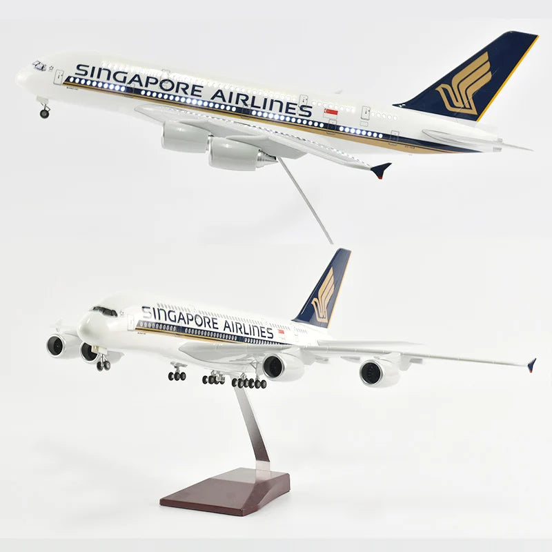 47cm Resin Diecast 1/150 Scale Singapore Airlines Airbus A350 Airplane Model Plane With LED Light & Wheel Aircraft