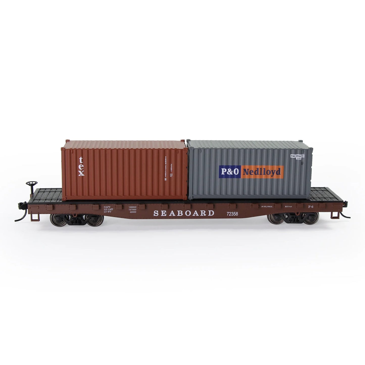 Evemodel Trains Set 1 lot HO Scale 1:87 52ft Flat Car with Shipping Container Cargo