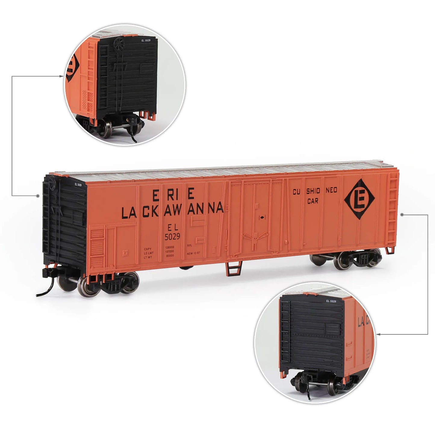 Evemodel Train HO Scale 1:87 50' Steel Reefer Car Rolling Stock C8750