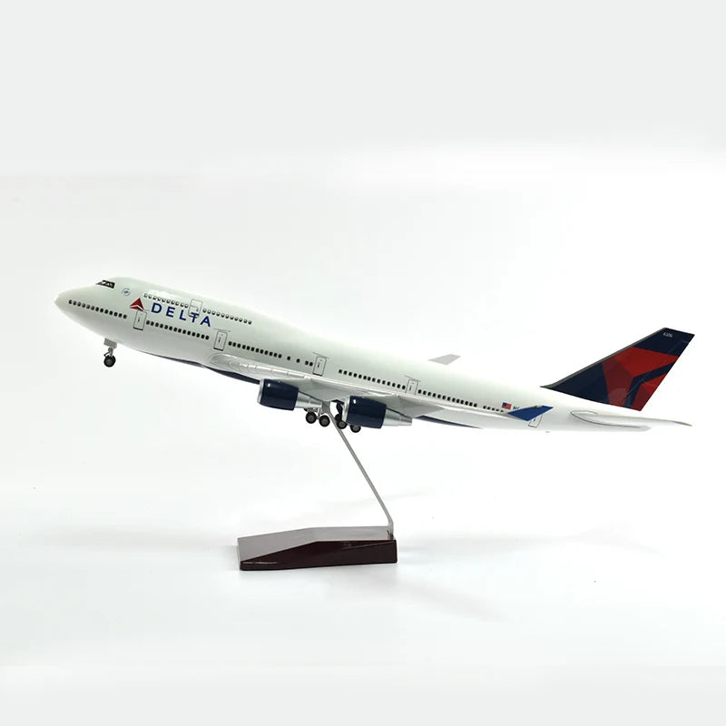 46cm Delta Boeing 747 Plane Model Airplane Model Aircraft Diecast Resin 1:160 Scale Planes With Light & Wheel