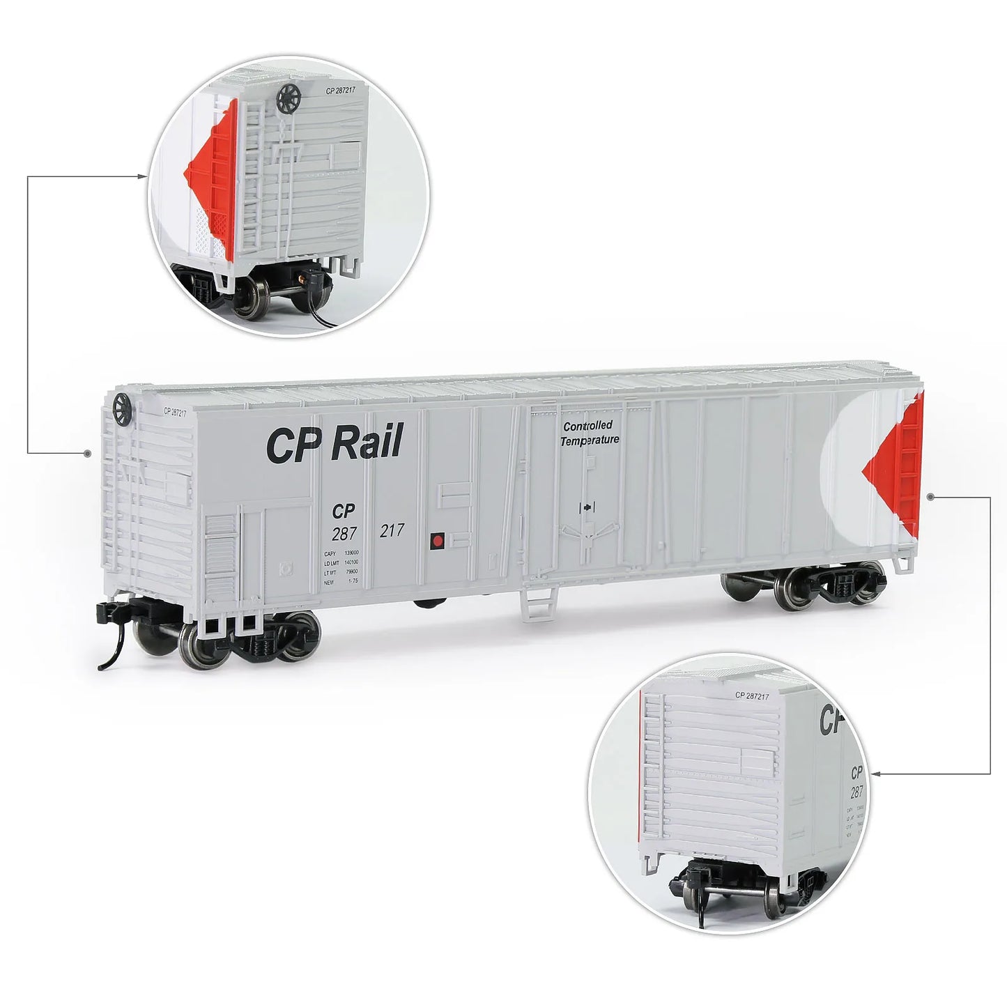 Evemodel Train HO Scale 1:87 50' Steel Reefer Car Rolling Stock C8750