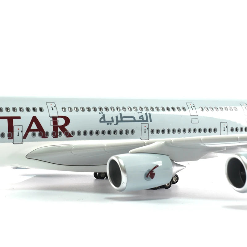 46cm Qatar Airbus 380 Plane Model Airplane Model Aircraft Model 1/160 Scale Diecast Resin Airplanes Planes W Light