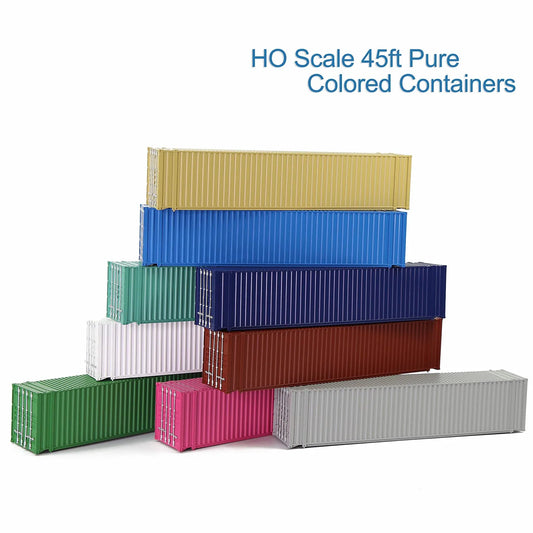 9pcs HO Scale 1:87 Undecorated 45' Shipping Containers 45ft Pure Color Ribbed Side Container Cargo Box C8745