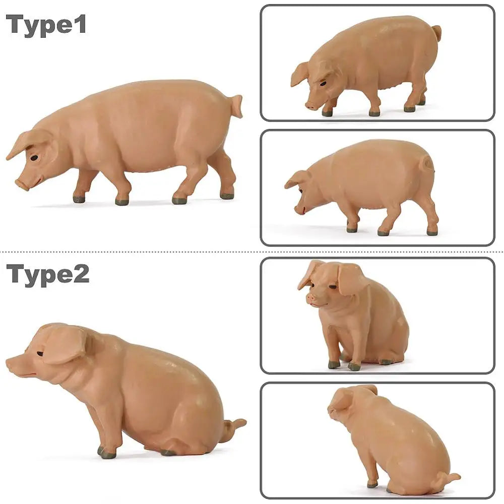 Evemodel 15pcs G Scale Model Pig Animals 1:25 Painted Pigs PVC Railway Scenery