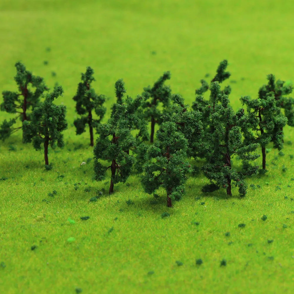 50pcs N Scale 1:160 Deep Green Trees Railraod Tree 43mm Model Layout Iron Wire Trunk D4316