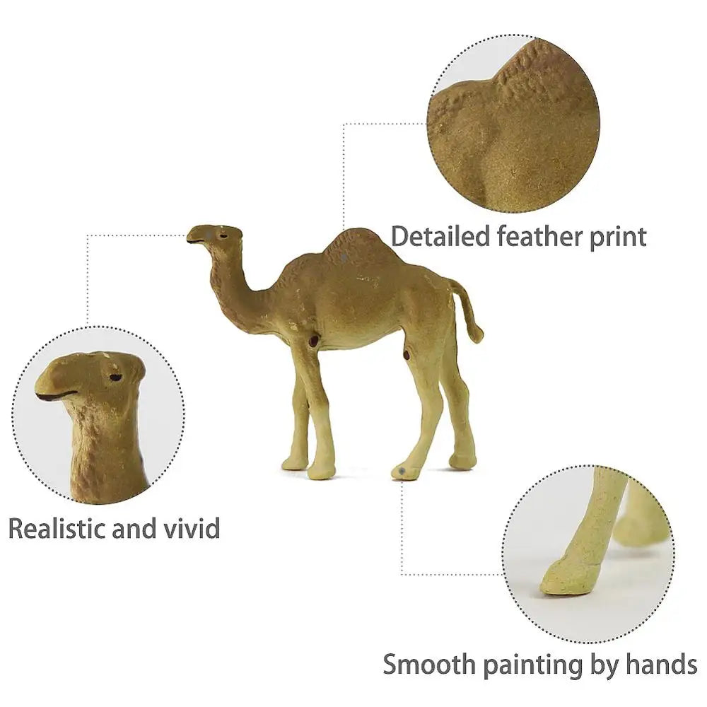 Evemodel Animals 12pcs Model Trains HO Scale 1:87 Painted One-humped Camel PVC Dromedary Arabian Camel AN8709