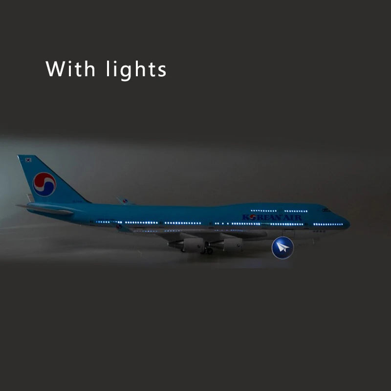 47cm Korean Air Boeing b747 Plane Model Airplane Model Aircraft Resin Diecast 1:160 Scale with Light & Wheel Planes