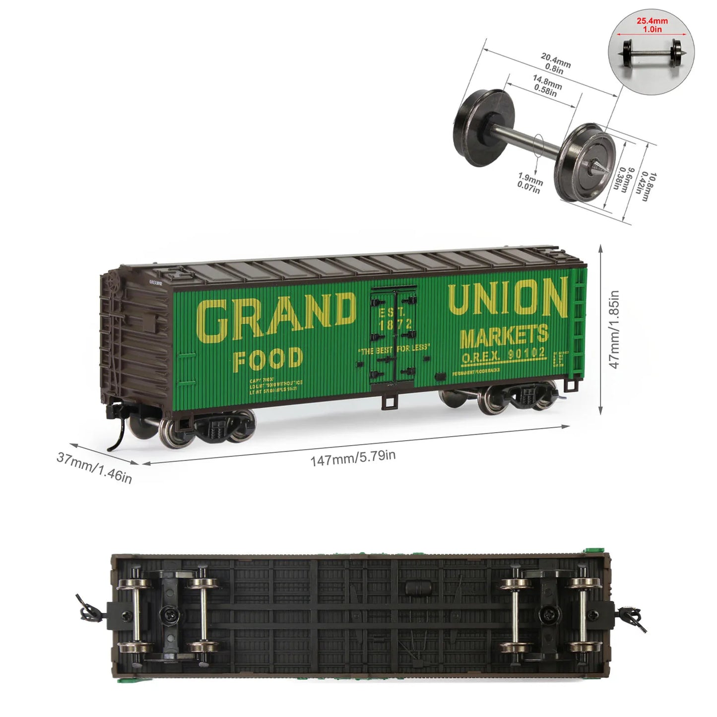 Evemodel Train 1 Unit HO Scale 1:87 40' Wood-side Reefer Freight Car C8747