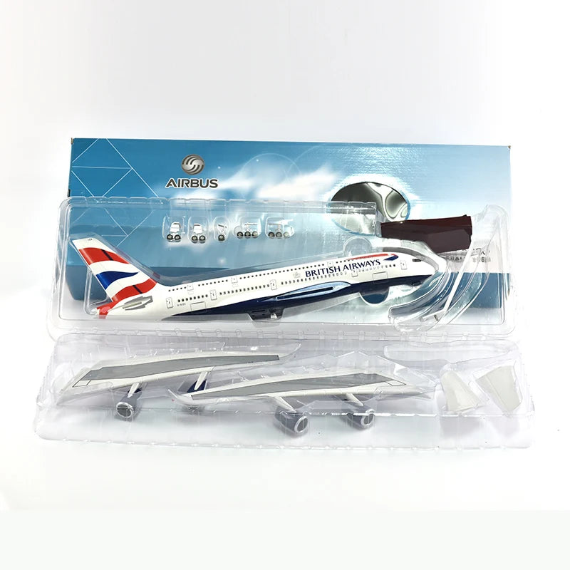 46cm British Airways Airbus a380 Plane Model Airplane Model Aircraft Resin Diecast 1:160 Scale with Light & Wheel