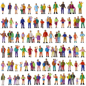 100pcs Model Trains 1:87 Painted Figures HO TT Scale Standing People Assorted Pose