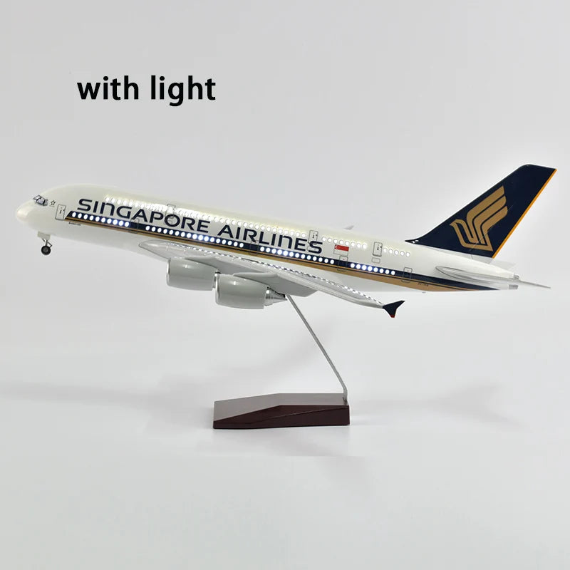 47cm Resin Diecast 1/150 Scale Singapore Airlines Airbus A350 Airplane Model Plane With LED Light & Wheel Aircraft