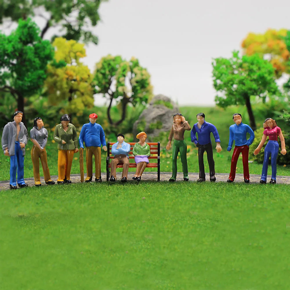 Evemodel Model Railway O Scale 1:50 Model Figures People Standing Seated Passenegers 10 Different Poses P50W