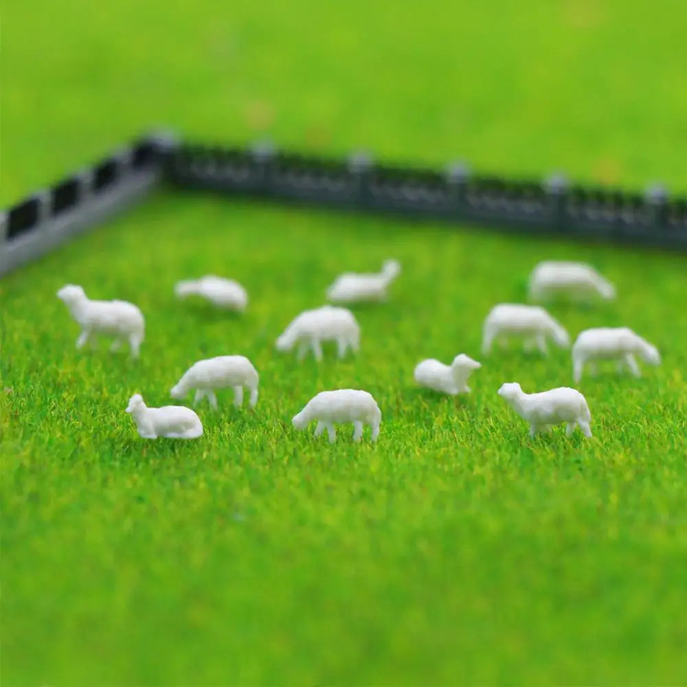 Evemodel 100pcs Model Trains N Scale 1:150 Model Sheep White Farm Animals Sheep AN15003B