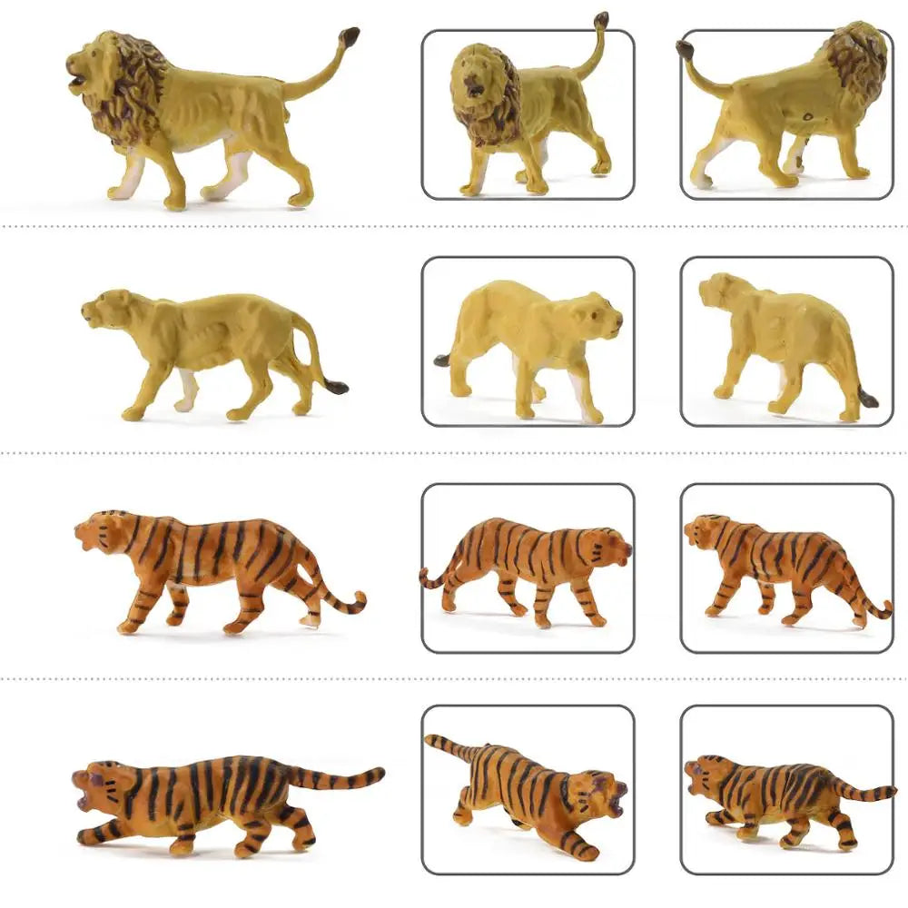 Evemodel Animals 12pcs Model Railway HO Scale 1:87 Painted PVC Tigers Lions Wild Animal Zoo Layout AN8715