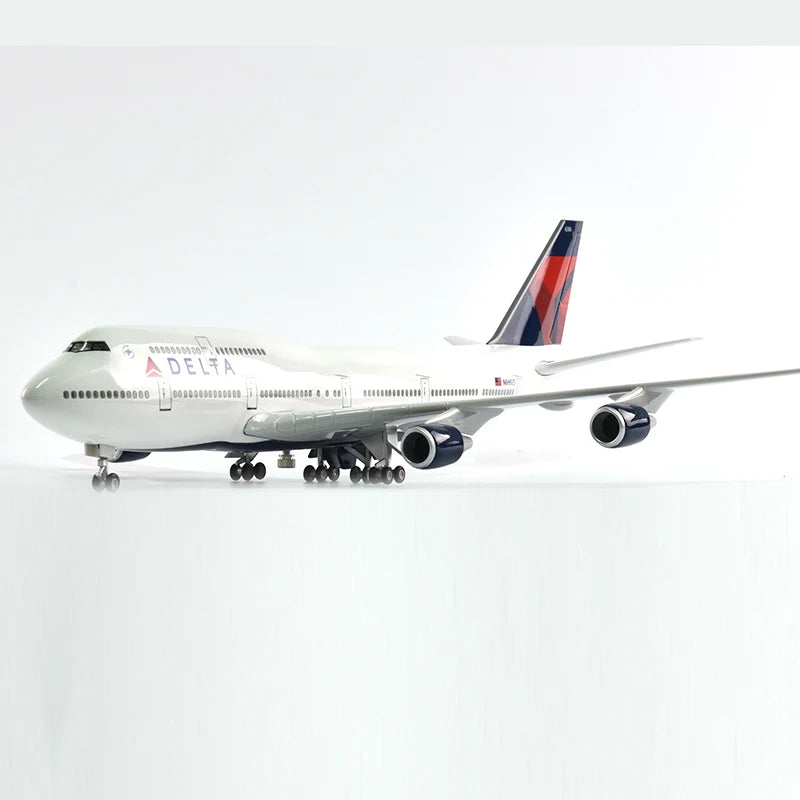 46cm Delta Boeing 747 Plane Model Airplane Model Aircraft Diecast Resin 1:160 Scale Planes With Light & Wheel