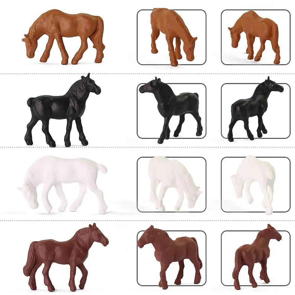 Evemodel 40pcs Model Trains HO Scale 1:87 Model Horses Painted Farm Animals AN8701