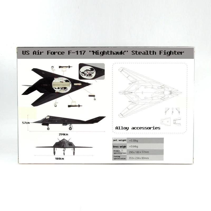 Aircraft 1/72 Scale U.S. Air Force F-117 Nighthawk Fighter Military Planes Model Airplane