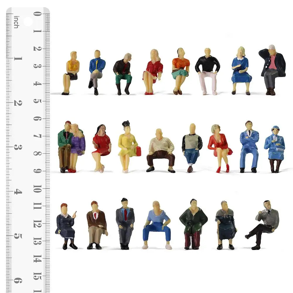 Evemodel 25pcs Different Poses O scale Painted Seated Figure 1:43 Sitting People Park Layout P4806