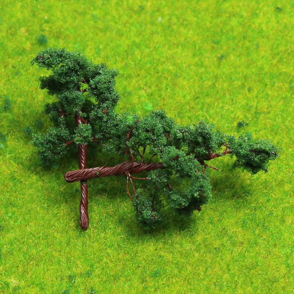 50pcs N Scale 1:160 Deep Green Trees Railraod Tree 43mm Model Layout Iron Wire Trunk D4316