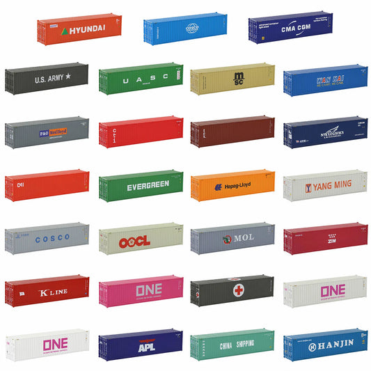 Evemodel 3pcs Different Logo HO Scale 40ft Containers 1:87 40' Shipping Cargo Box C8746