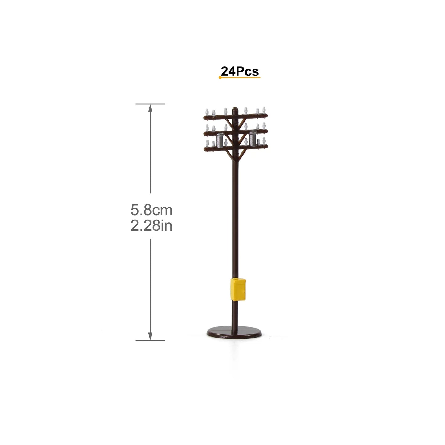 Evemodel 24pcs Model Trains N Scale Telegraph Poles 1:160 Power Poles 5.8cm Railroad Diorama GY18150