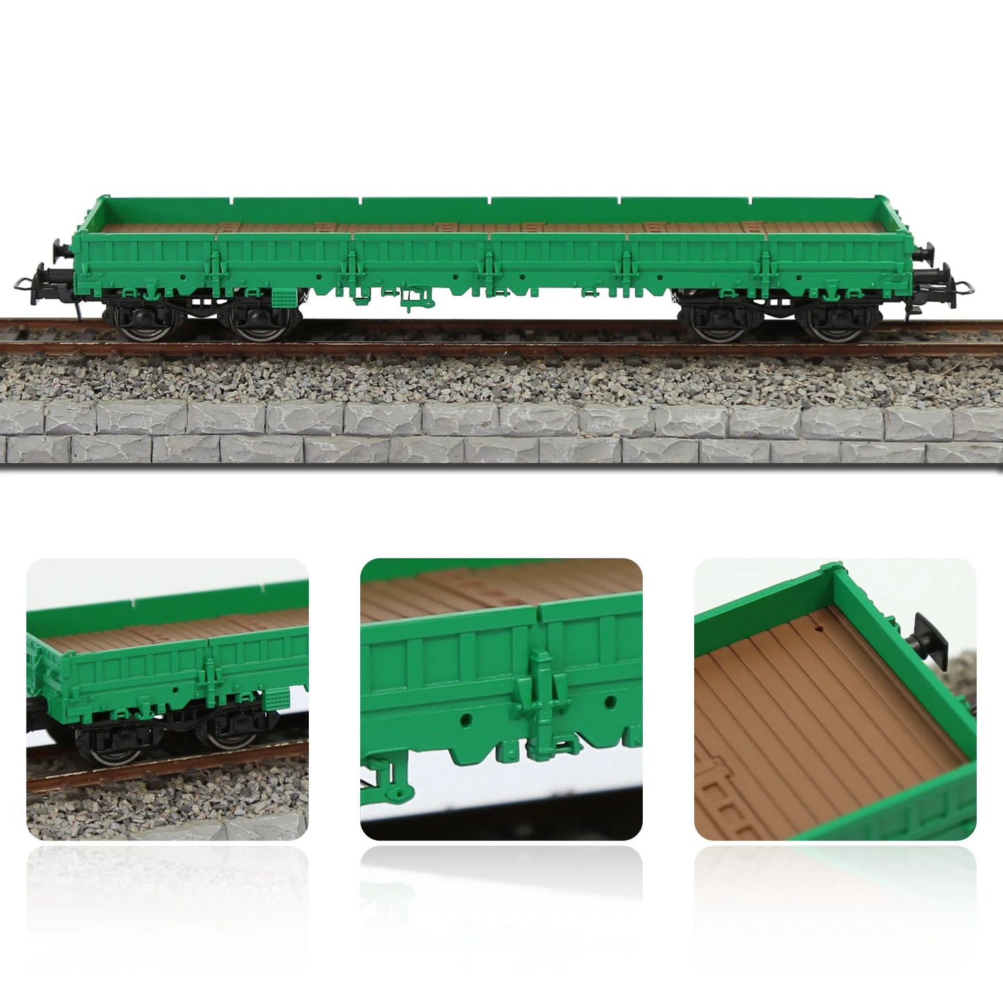 1 Unit Evemodel Trains - Painted Unlettered HO Scale 40' Low-side Car Model Wagon with Metal Wheels C8764