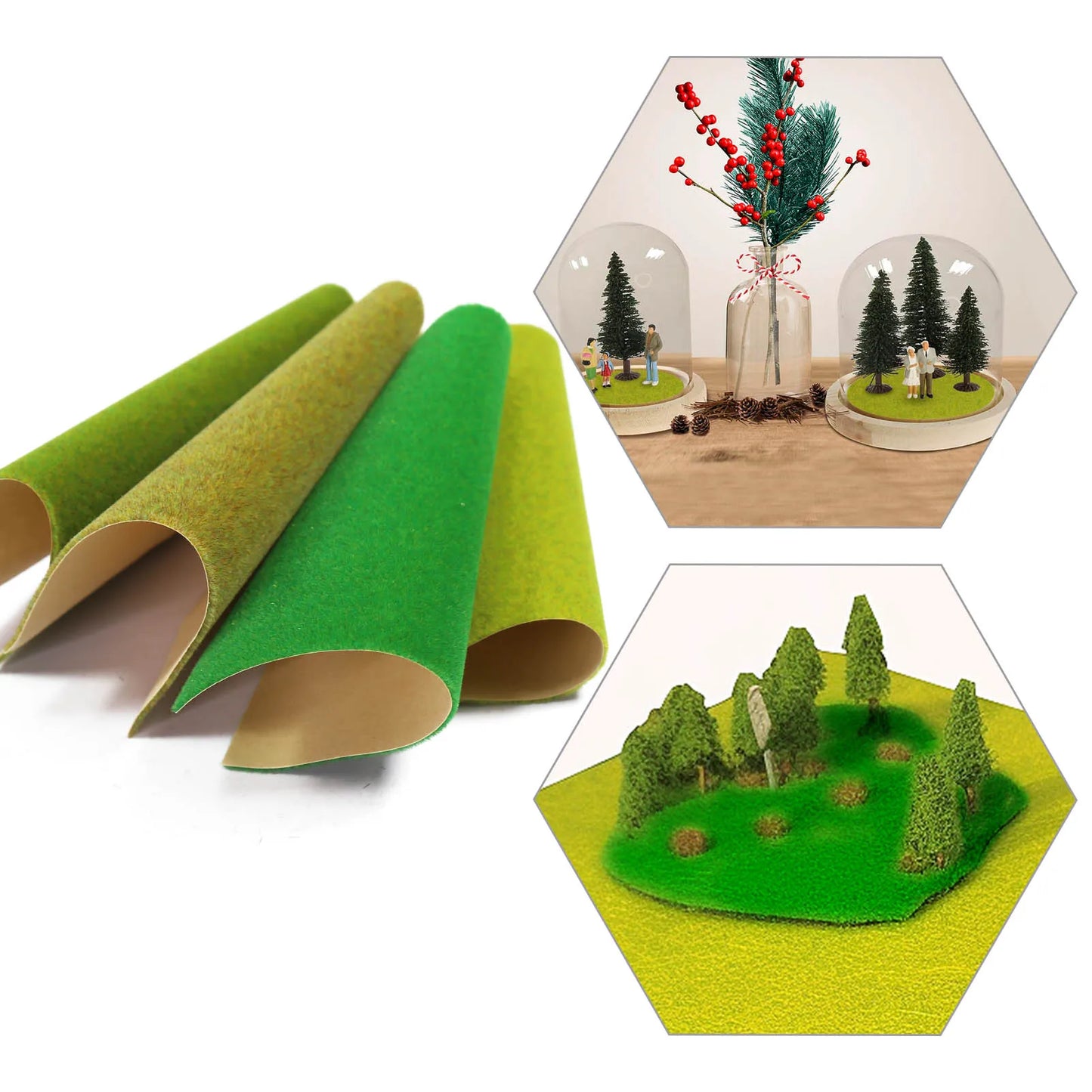 CP17 Evemodel 2pcs 17cm*17cm Square Grass Mat 2mm Thick Artificial Lawn Carpet for DIY Project Model Scene Railway Layout