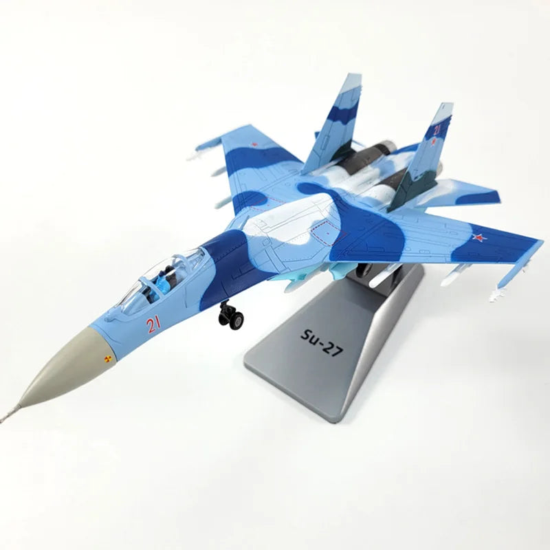 Russian Fighter Su-27 Diecast Metal 1/100 scale SU27 Aircraft Model Planes