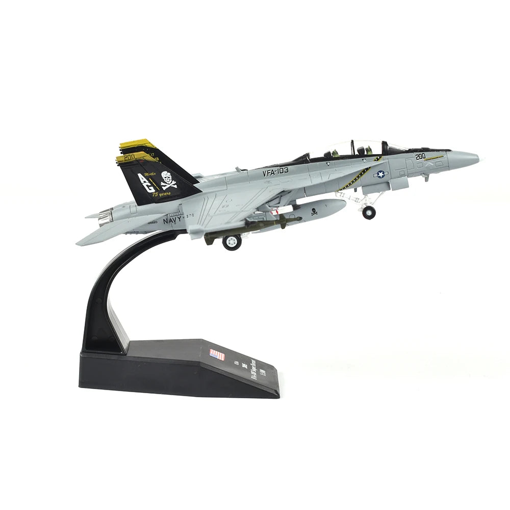 1/100 Scale U.S. Military Model F/A-18F Fighter Diecast Metal Model Bumblebee f18 Jolly Roger Squadron Fighter