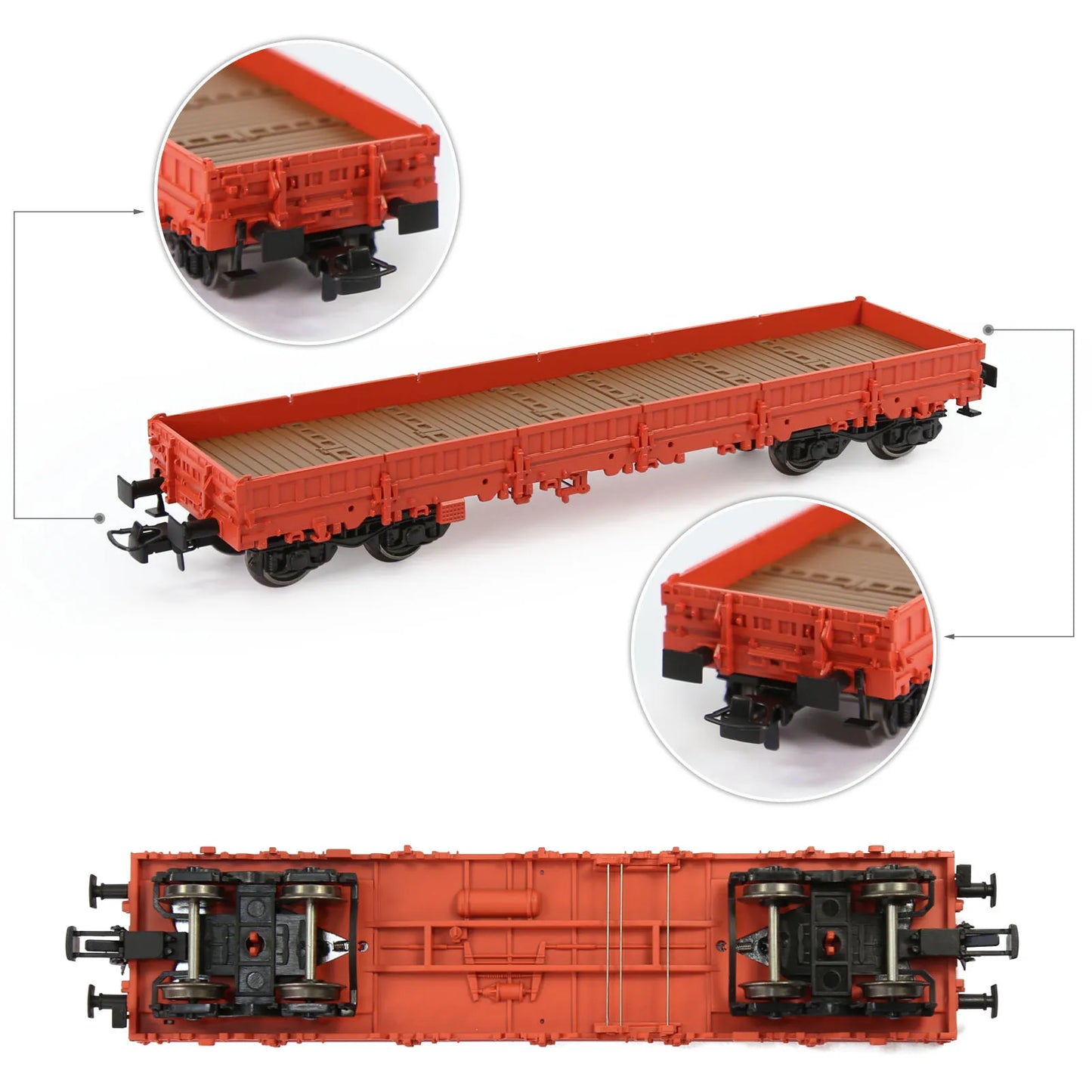 1 Unit Evemodel Trains - Painted Unlettered HO Scale 40' Low-side Car Model Wagon with Metal Wheels C8764